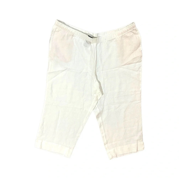 J Jill Love Linen 100% Linen Cropped Pants 3X NEW White - Picture 1 of 3